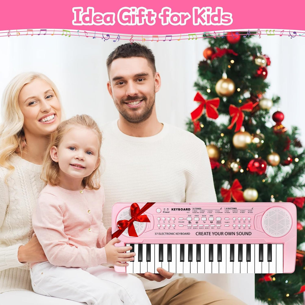 TWFRIC pink toy piano dual speakers delivering clear sound for group play