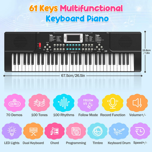 TWFRIC piano keyboard light-up keys guide young learners during play