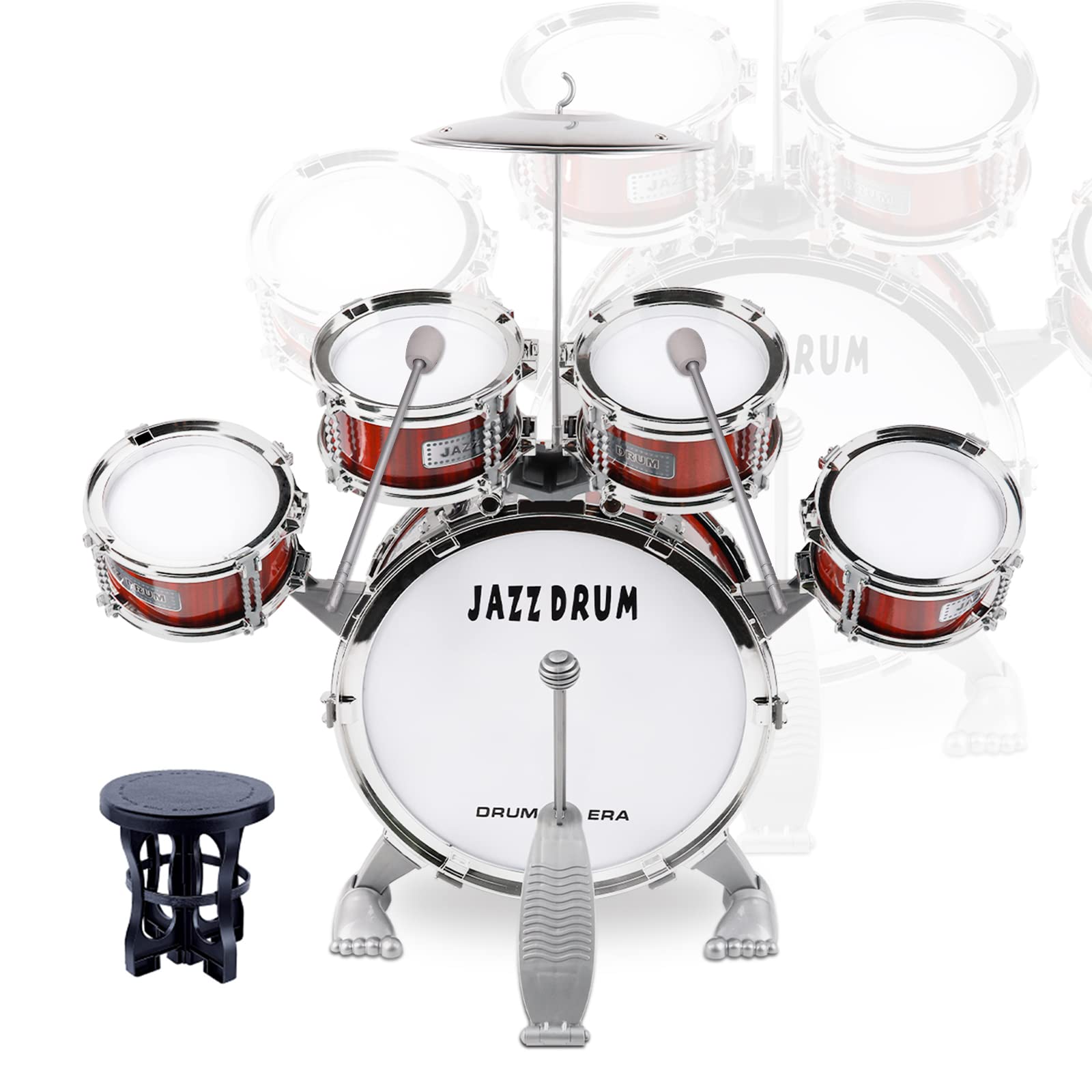 TWFRIC tilt-angle drum set designed for easy reach by small hands during play.