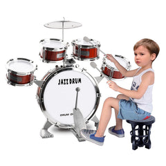 TWFRIC toy drum kit for toddlers with five drums and cymbal for imaginative play and rhythm practice.