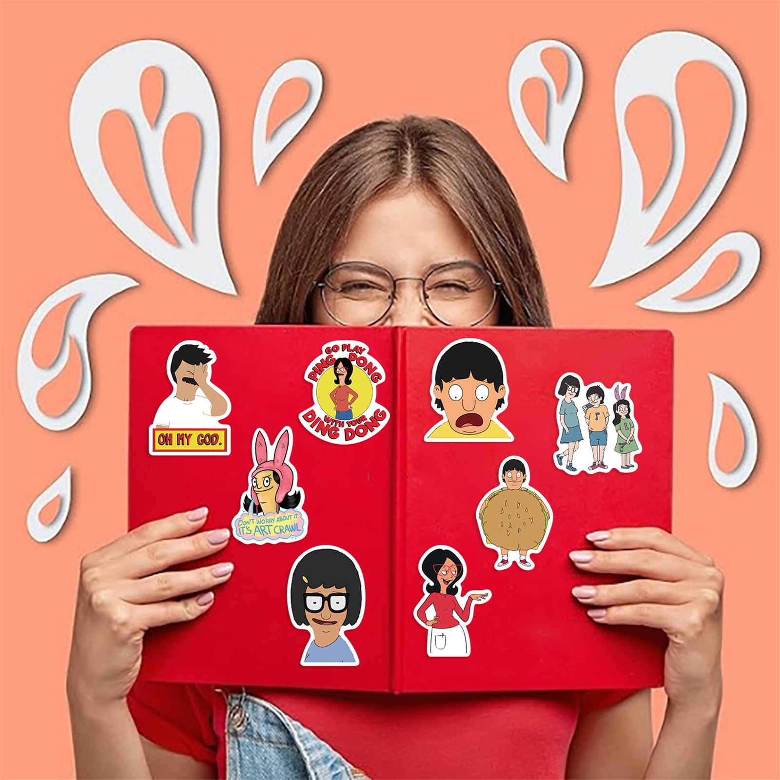TWGOGOTIC Bob's Burgers stickers on a guitar show bold, expressive style.