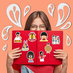 TWGOGOTIC Bob's Burgers stickers on a guitar show bold, expressive style.