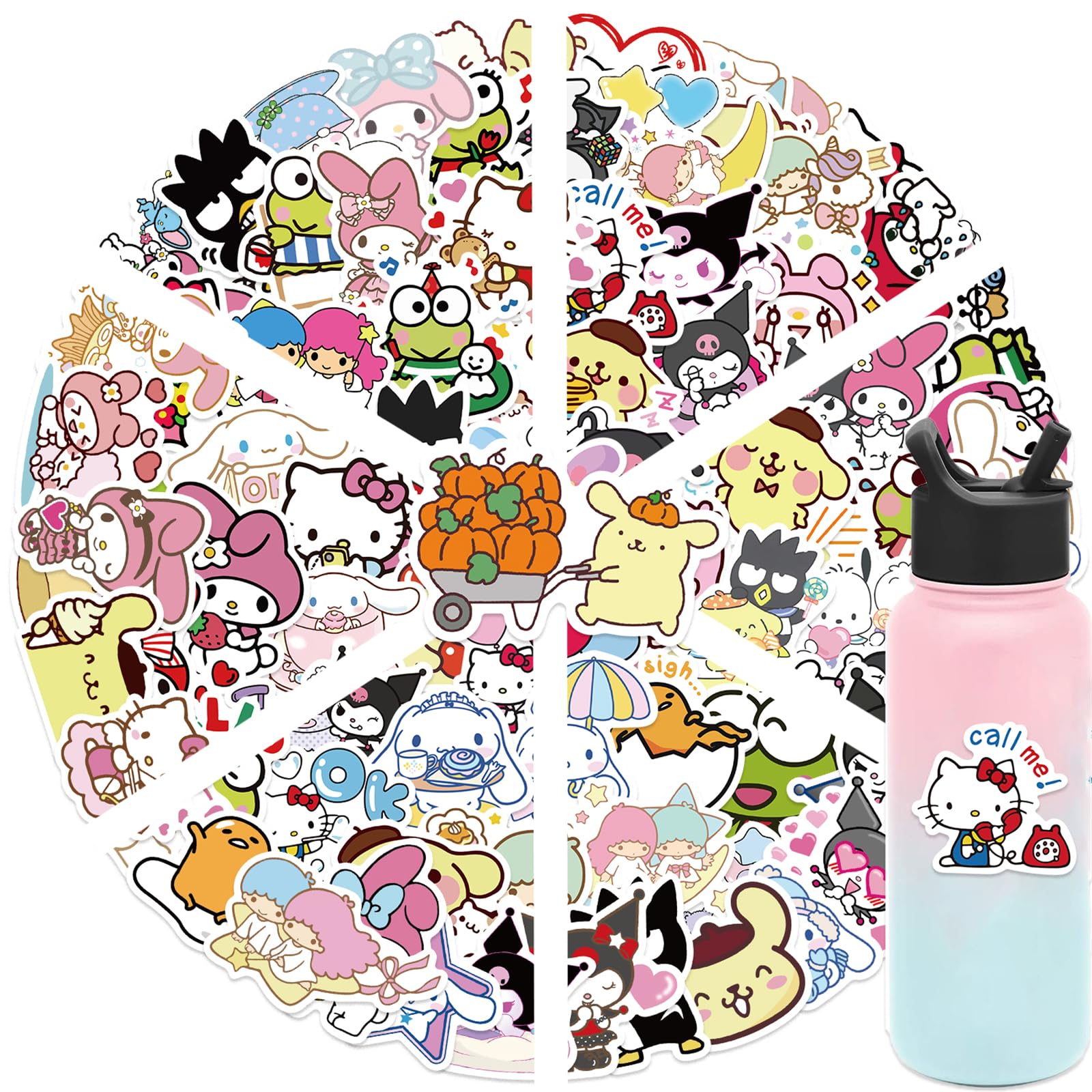 TWGOGOTIC Sanrio stickers 100pcs set for kids and teens, vibrant cartoon characters.