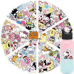 TWGOGOTIC Sanrio stickers 100pcs set for kids and teens, vibrant cartoon characters.