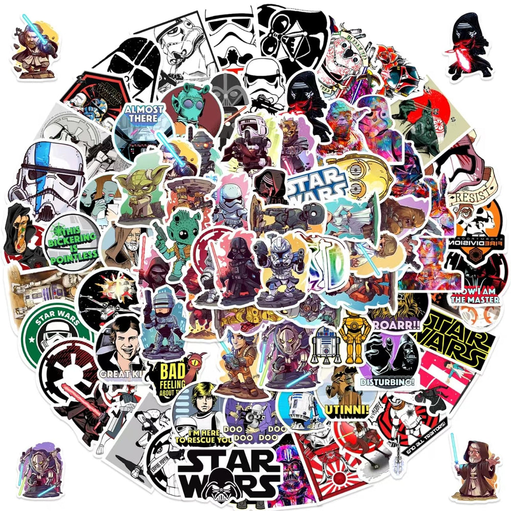 TWGOGOTIC Star Wars stickers pack 100pcs for creative decorating on laptops and bottles.
