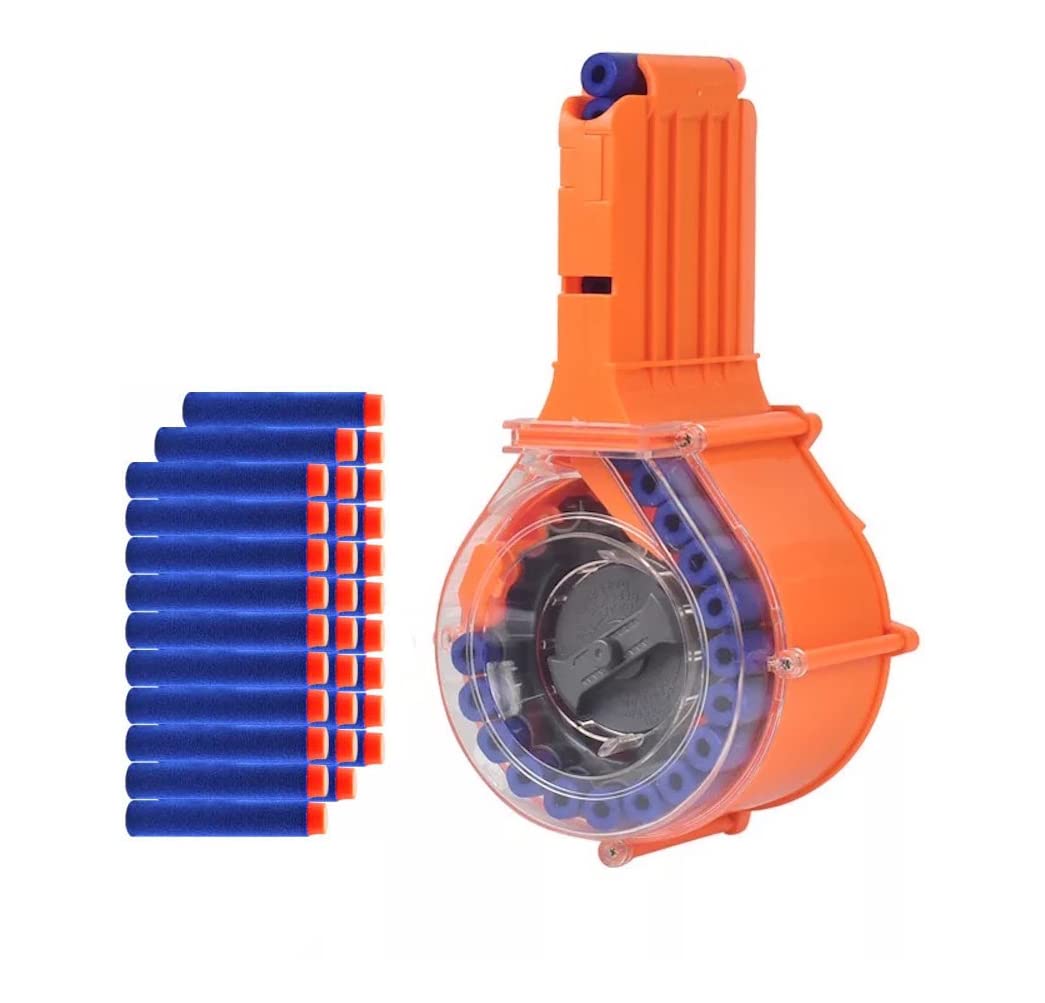Twiddler Toys 25-round drum magazine for Nerf Elite in action.
