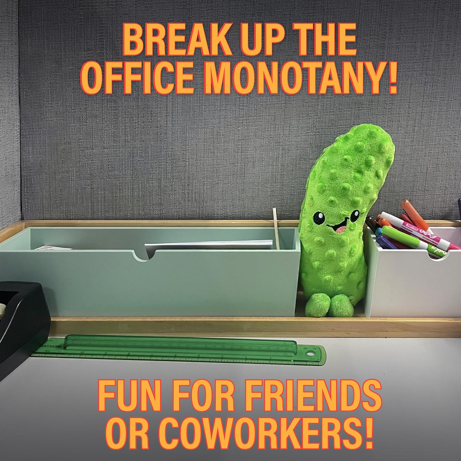 Twiddler Toys Yodeling Plush Pickle brightens desks and rooms with quirky entertainment.