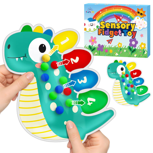 Twinkoo dinosaur color sorting beads promote color recognition and motor skills.