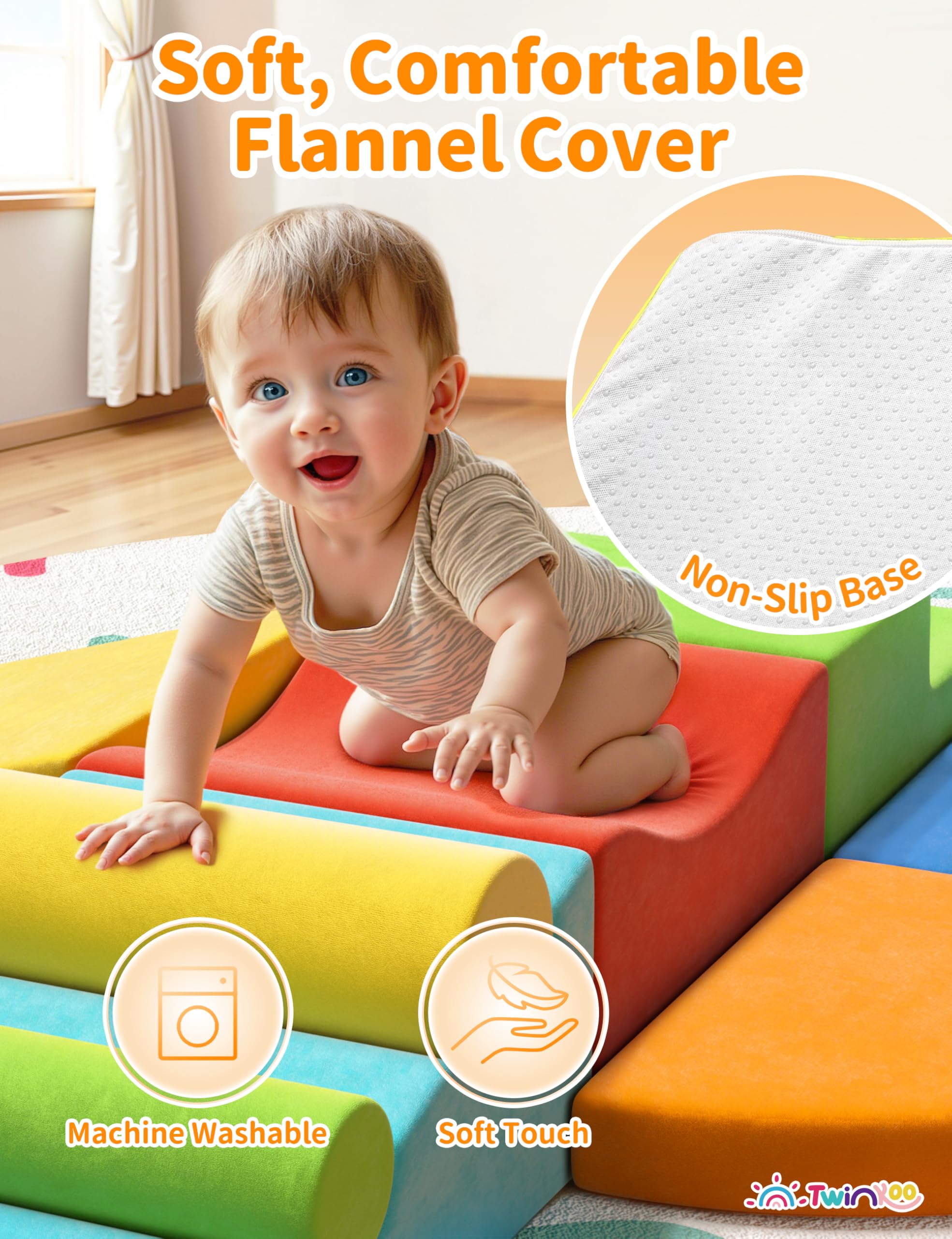 Twinkoo removable washable cover for easy cleaning after playtime.