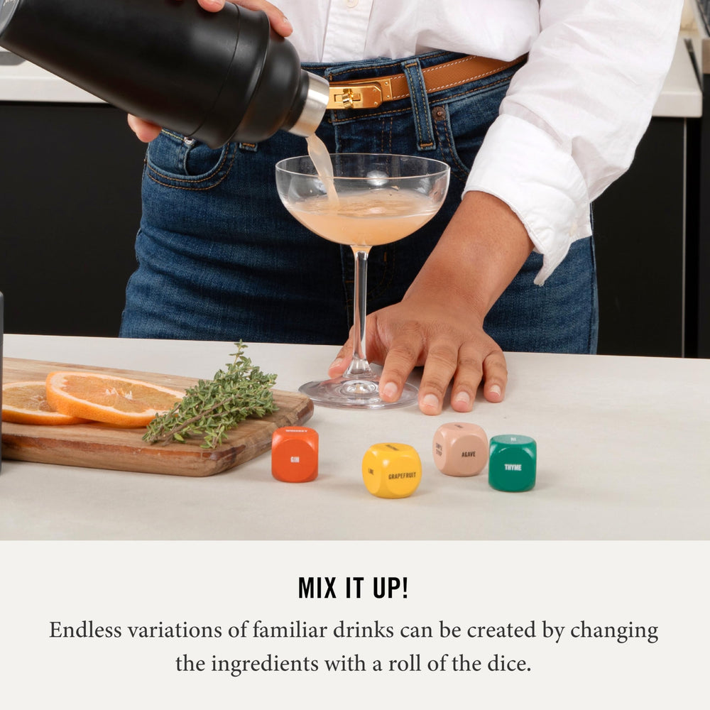 Two Tumbleweeds Mixology Dice citrus-face enhances brightness in recipes.