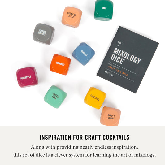 Two Tumbleweeds Mixology Dice color-coded faces help craft mocktails in minutes.
