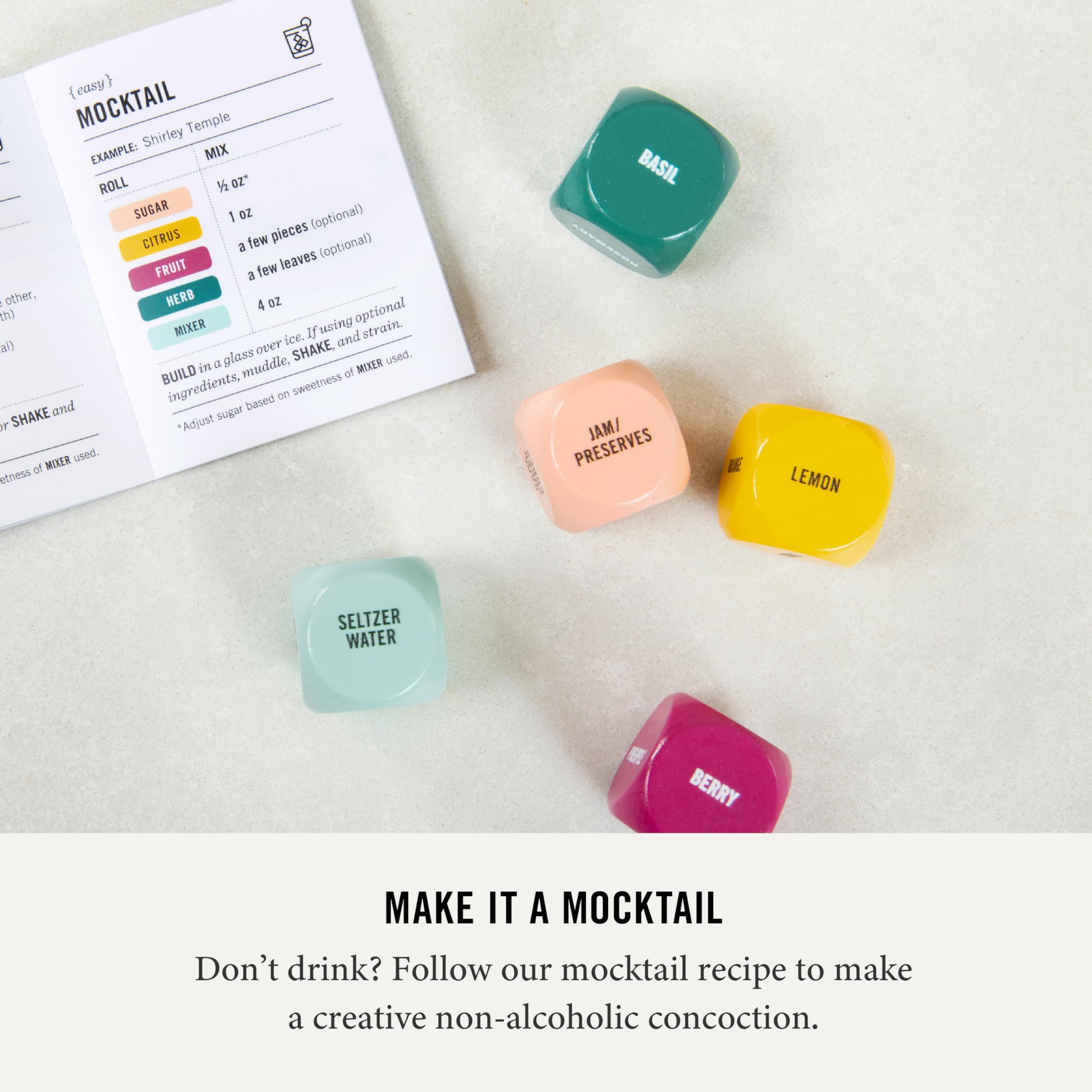Two Tumbleweeds Mixology Dice fruit-face unlocks fruity drink possibilities.