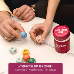 Two Tumbleweeds Valentine’s setting with dice suggests playful intimate date possibilities