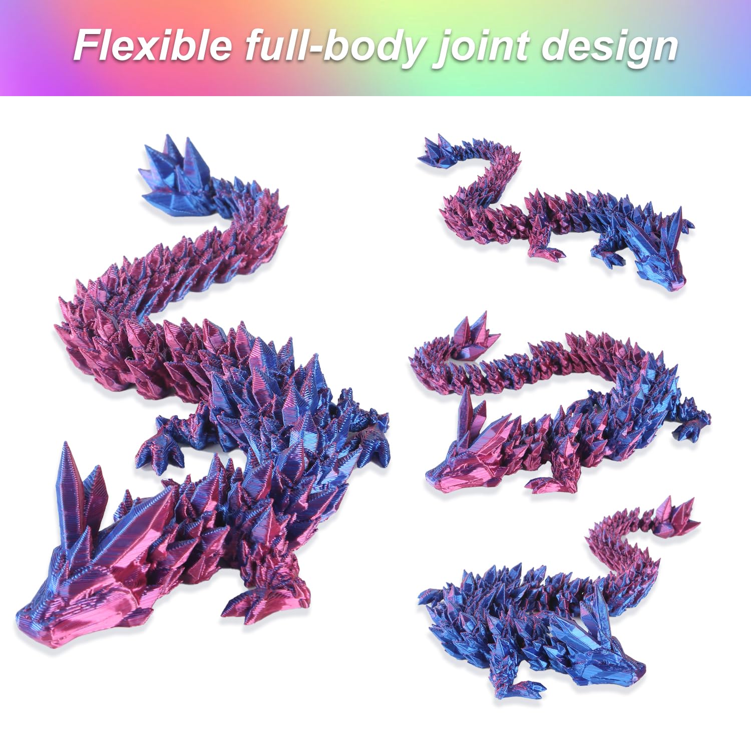 TXB3DOK Crystal Dragon desk decoration with dynamic pose for a striking workspace.