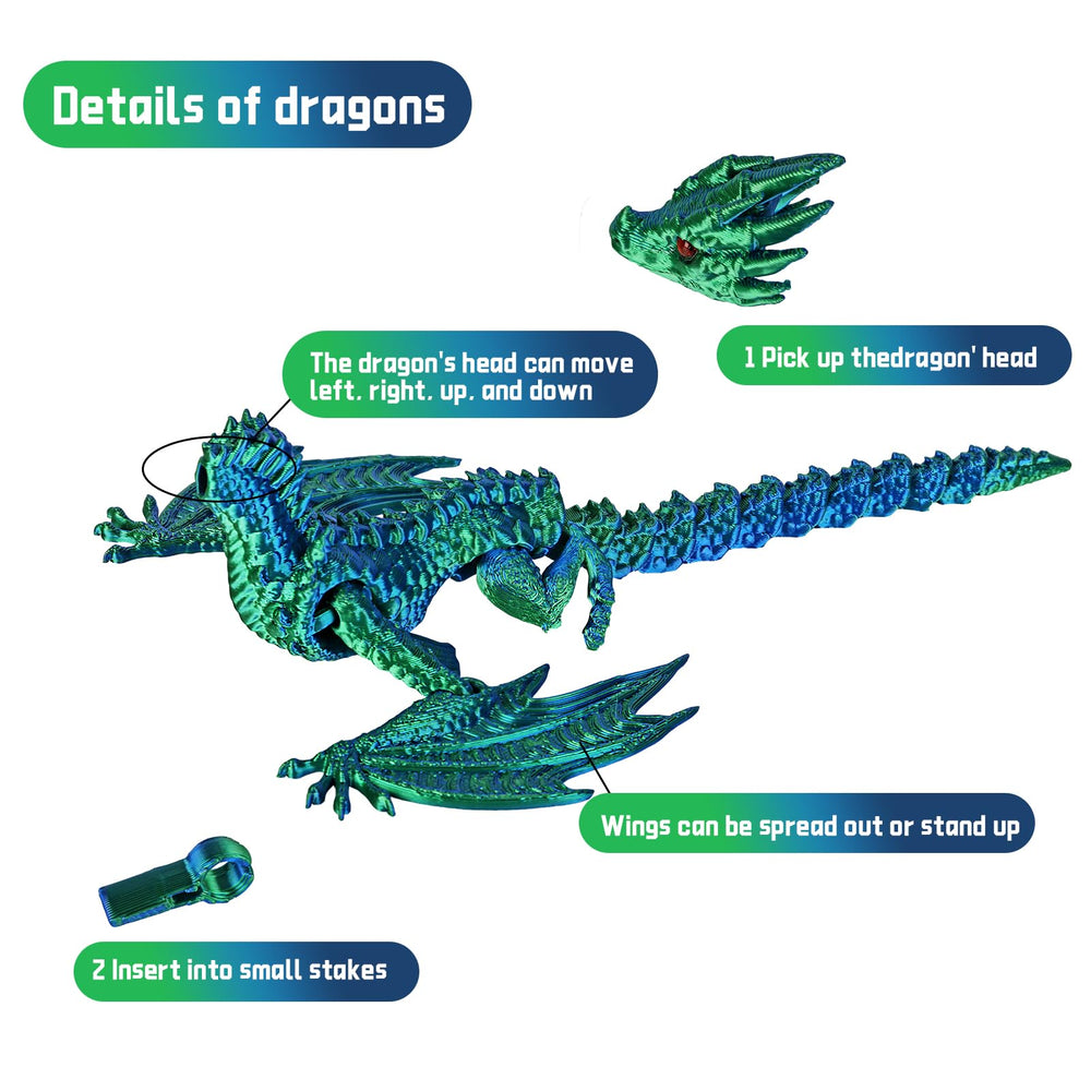 TXB3DOK flexible wings dragon with poseable joints for versatile display.