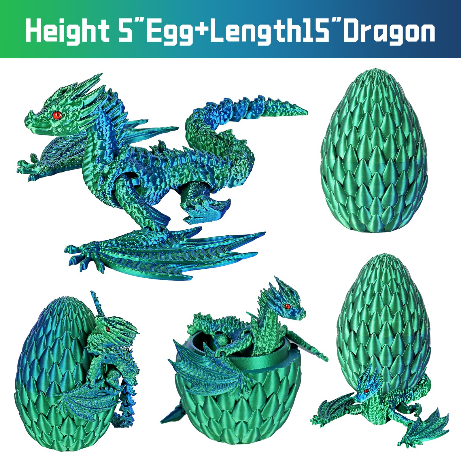 TXB3DOK flying dragon inside egg in dynamic pose for imaginative play.