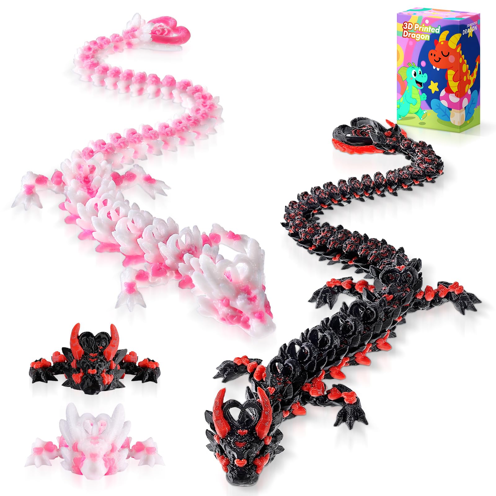 TXB3DOK Light Heart Dragon articulated design for calming tactile play