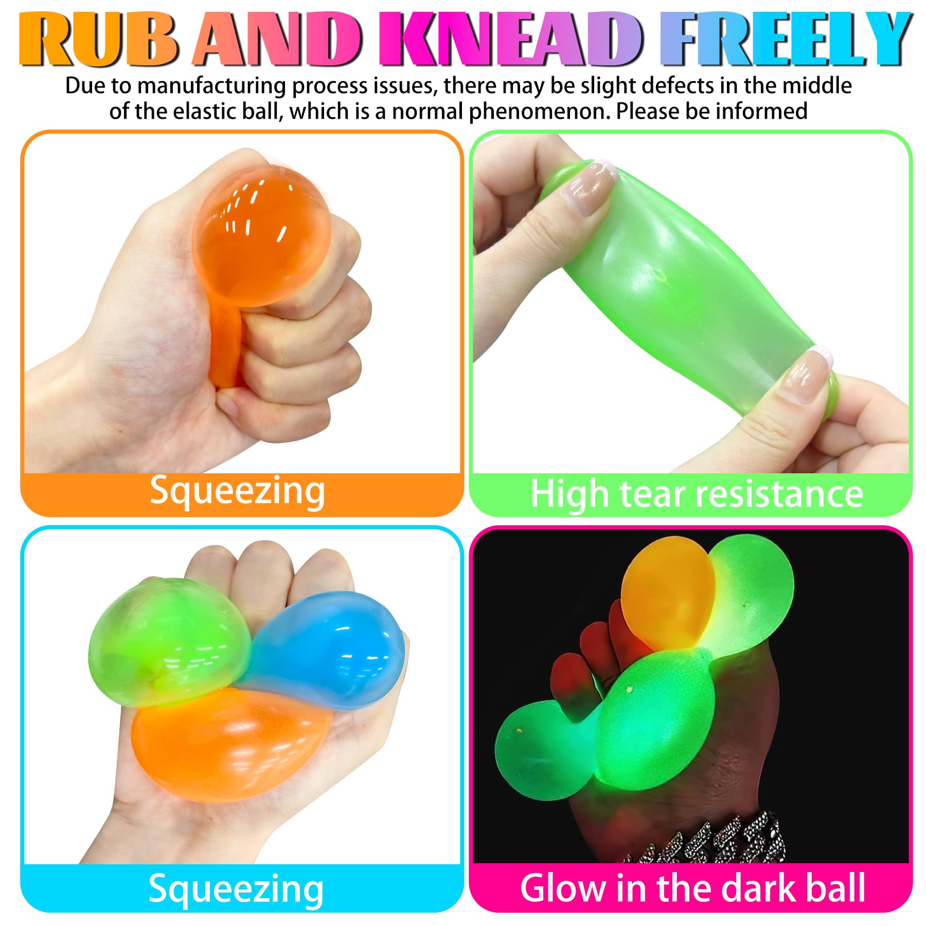TXP glow sticky ball assortment in pink orange blue green for visual stimulation