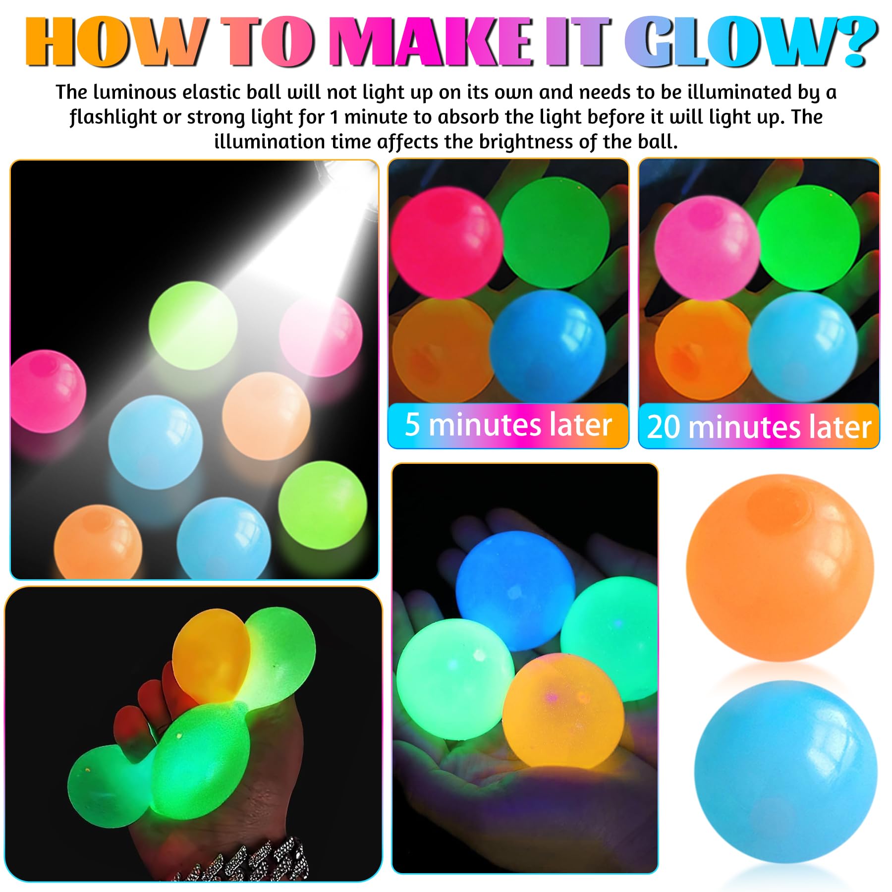 TXP glow sticky ball in hand highlighting textured surface for tactile play