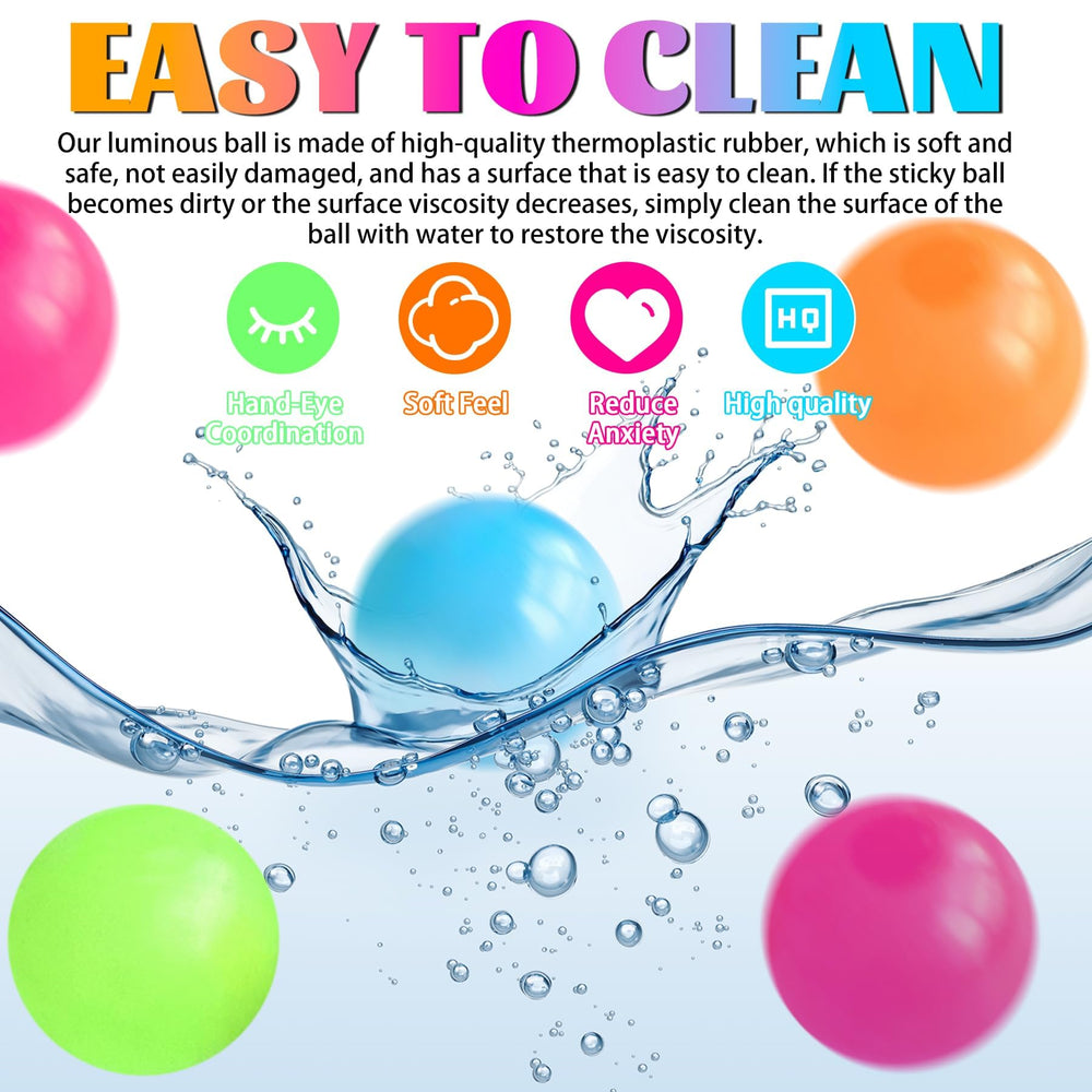 TXP glow sticky ball washable material showing easy cleanup