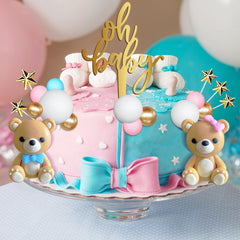 TxscOxwP1 gender reveal party decor for coordinated dessert styling.