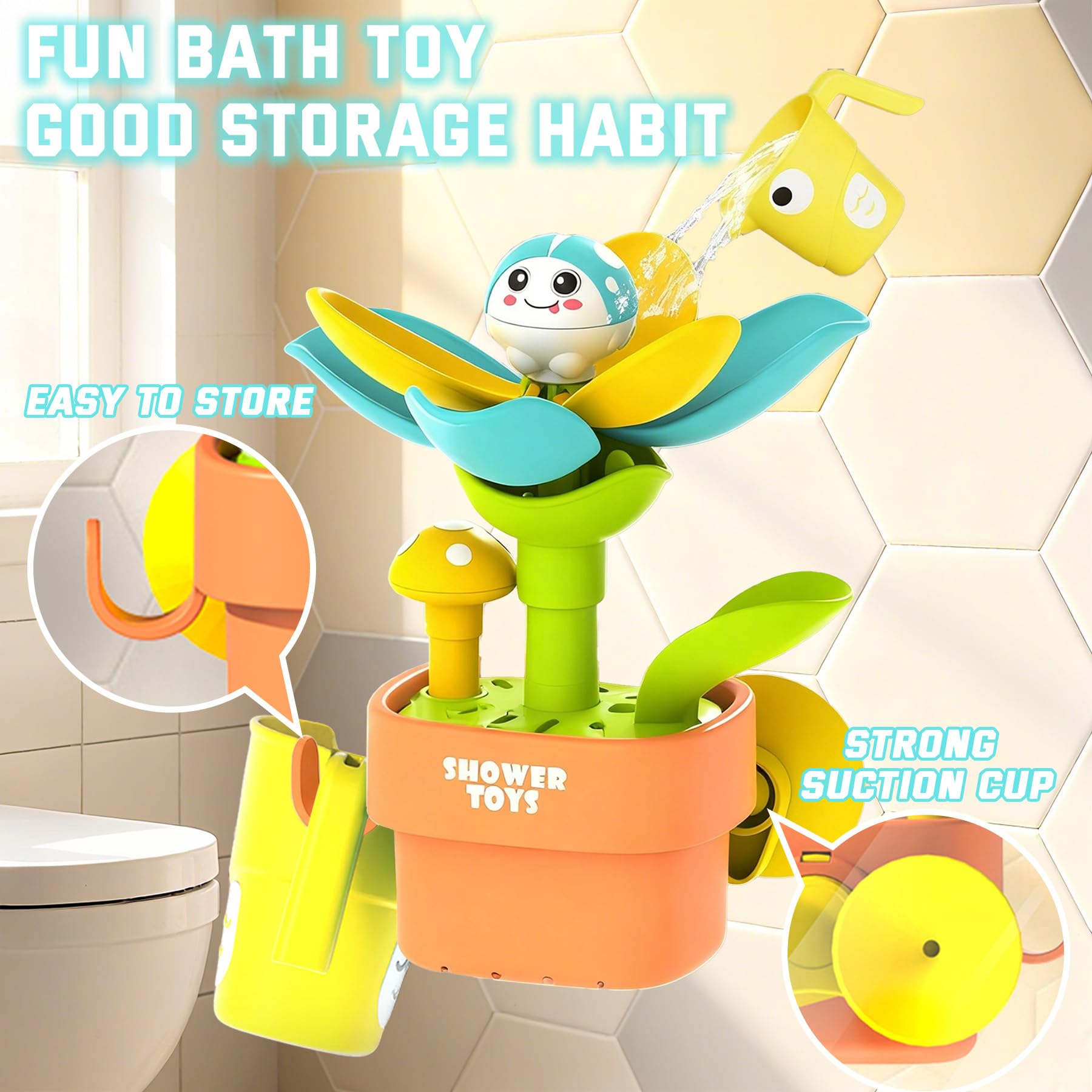 TXTLDB Magic Growing Bath Toy uses two suction cups for secure attachment on tiles.