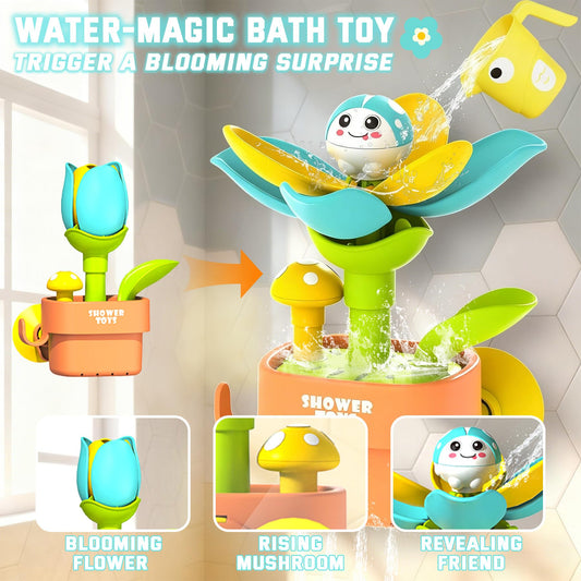 TXTLDB bath toy features rising mushrooms for surprising, kid-friendly bath-time discovery.