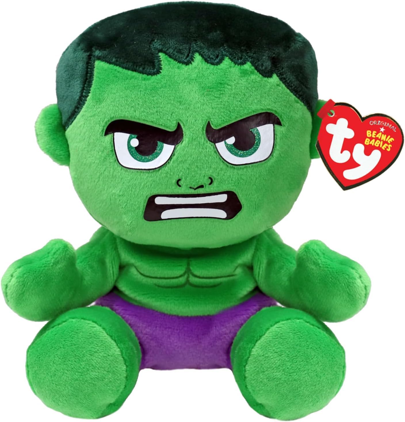 TY Beanie Babies Hulk front view: soft body plush for cuddling.