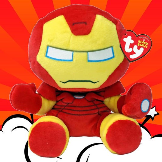 Ty Beanie Baby Ironman soft-body six-inch side-view demonstrates compact size for travel and display.