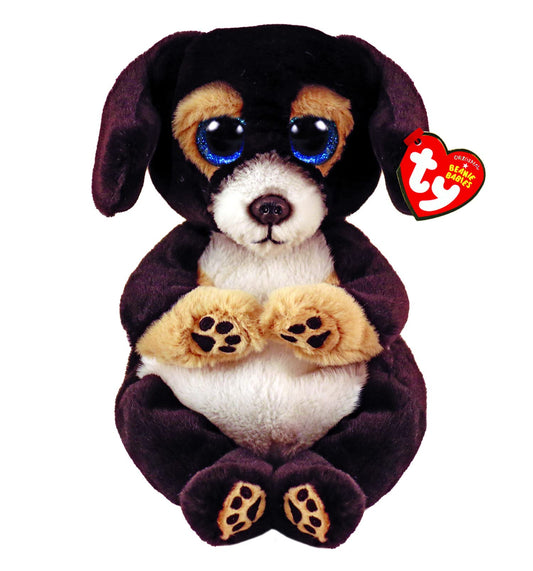 Ty Beanie Baby Ranger black dog with blue glitter eyes, perfect desk companion