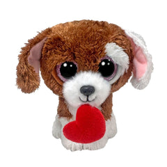 Ty Beanie Boo Cuddles puppy with heart: soft Valentine's plush gift.