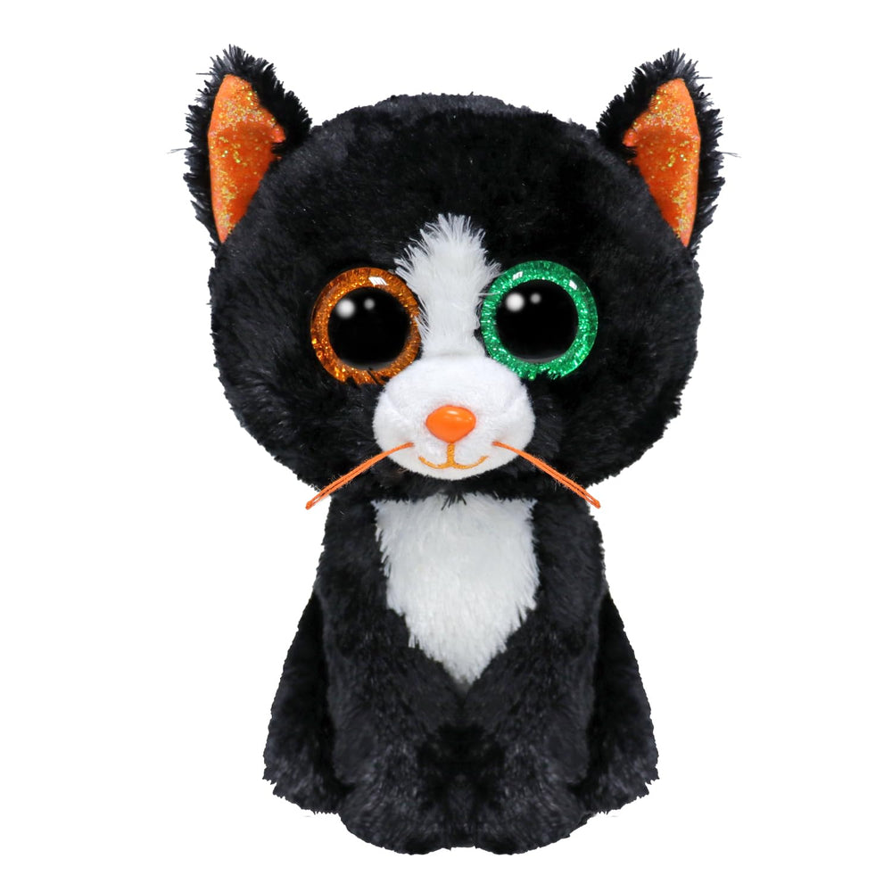Ty Beanie Boo Luna black cat plush with sparkly eyes, perfect Halloween decor and cuddly companion.
