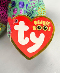 Ty Beanie Boos Cinder green dragon fabric detail highlights quality.