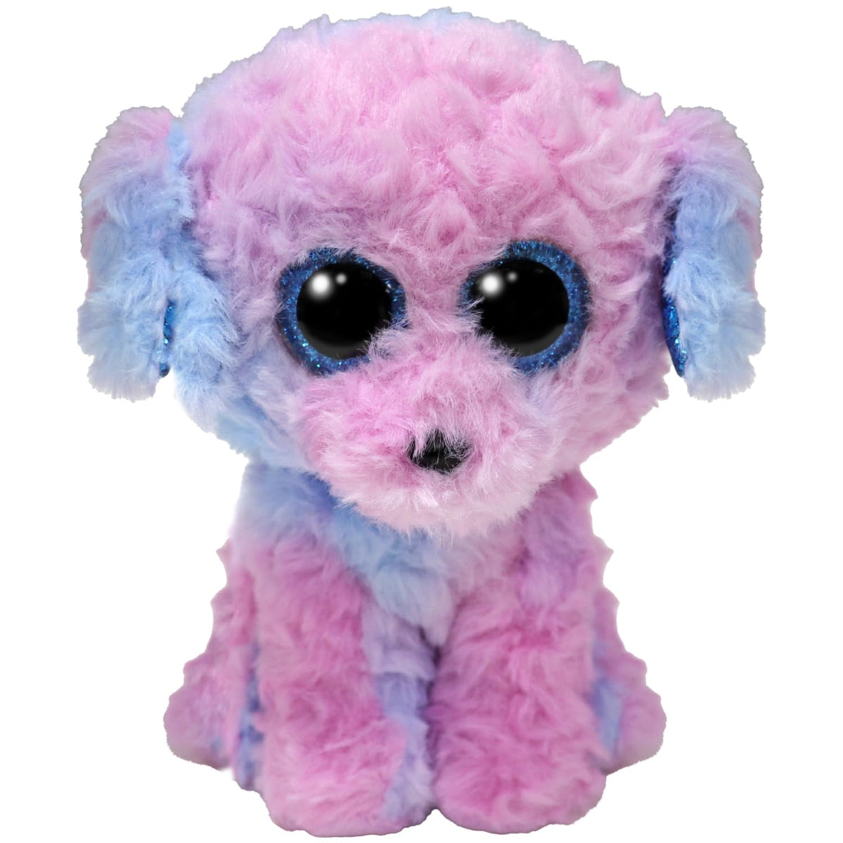 Ty Beanie Boo Flora poodle with blue eyes, ideal for cuddling and display.