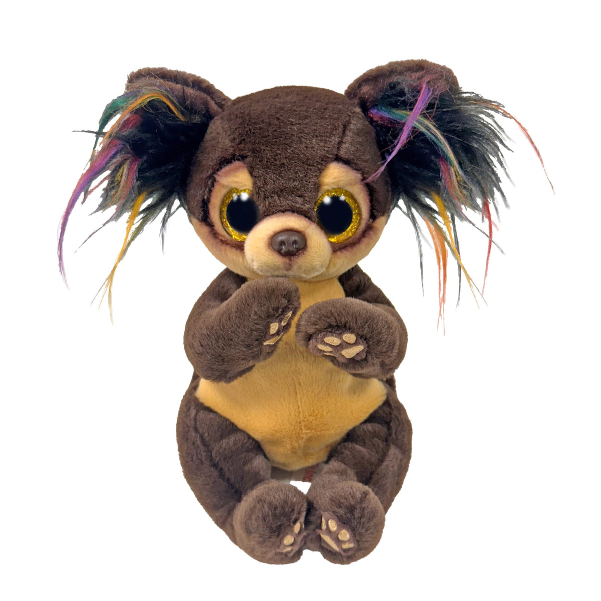 TY Beanie Boos Toffee Chihuahua with glitter eyes for cuddling and display.