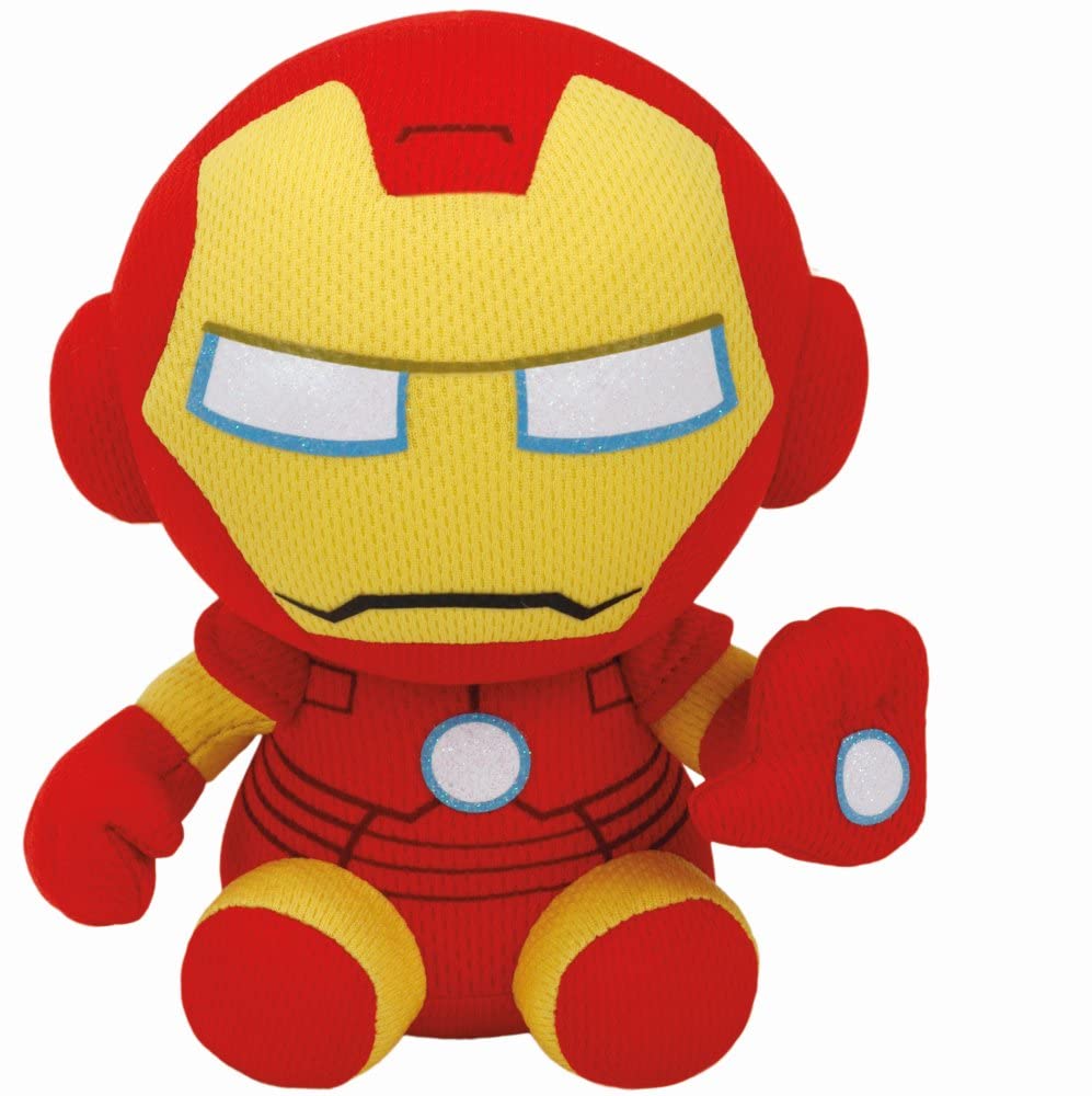 Ty Ironman Plush Yellow front view with soft fabric for cuddling.