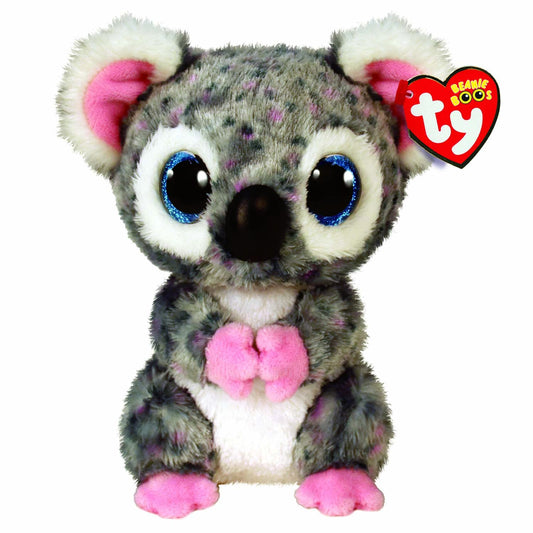 Ty Karli Koala Beanie Boo plush with blue glitter eyes for cuddles.