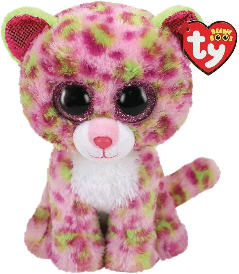 Ty Beanie Boos Lainey leopard showcases pink-green fur for eye-catching decor.