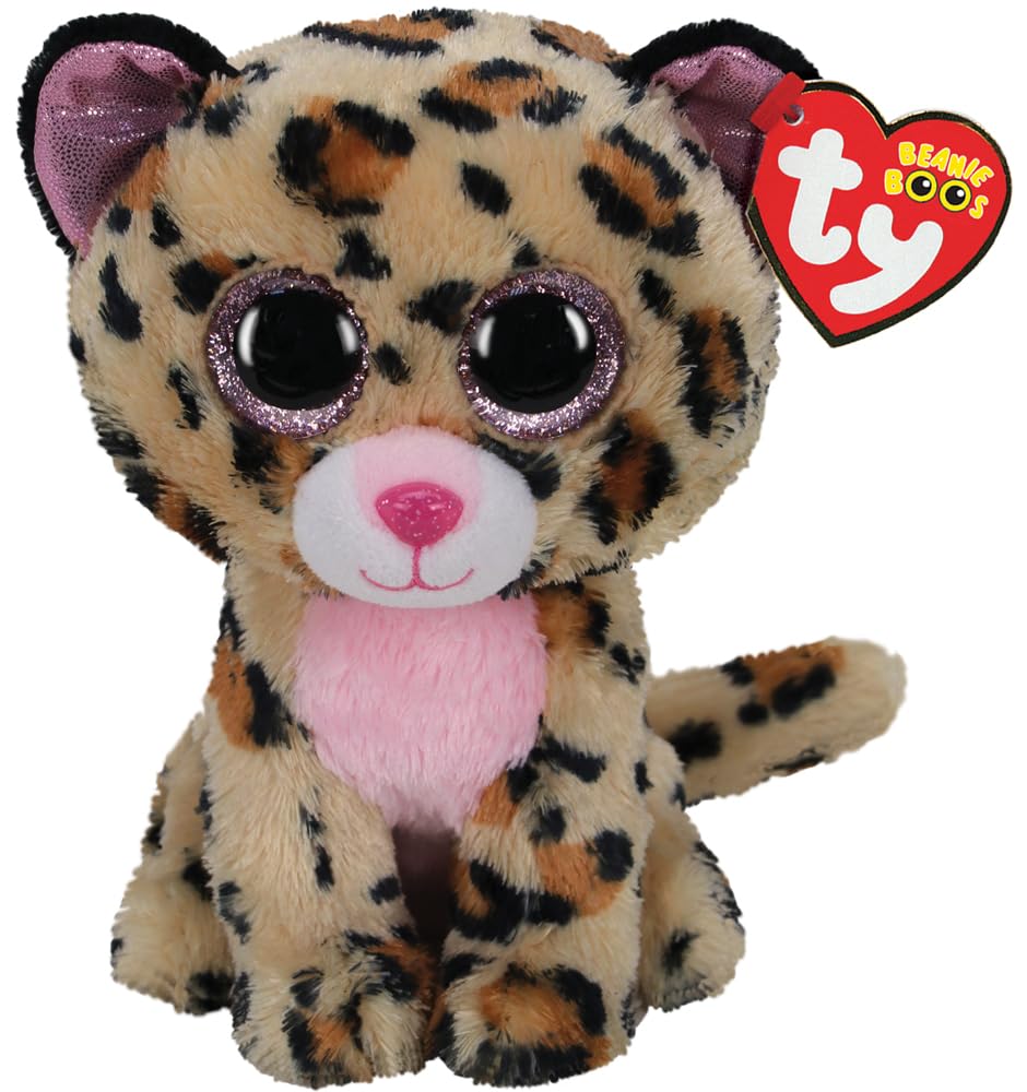 Ty Livvie Leopard Beanie Boo, 15 cm, cuddly companion for playtime.