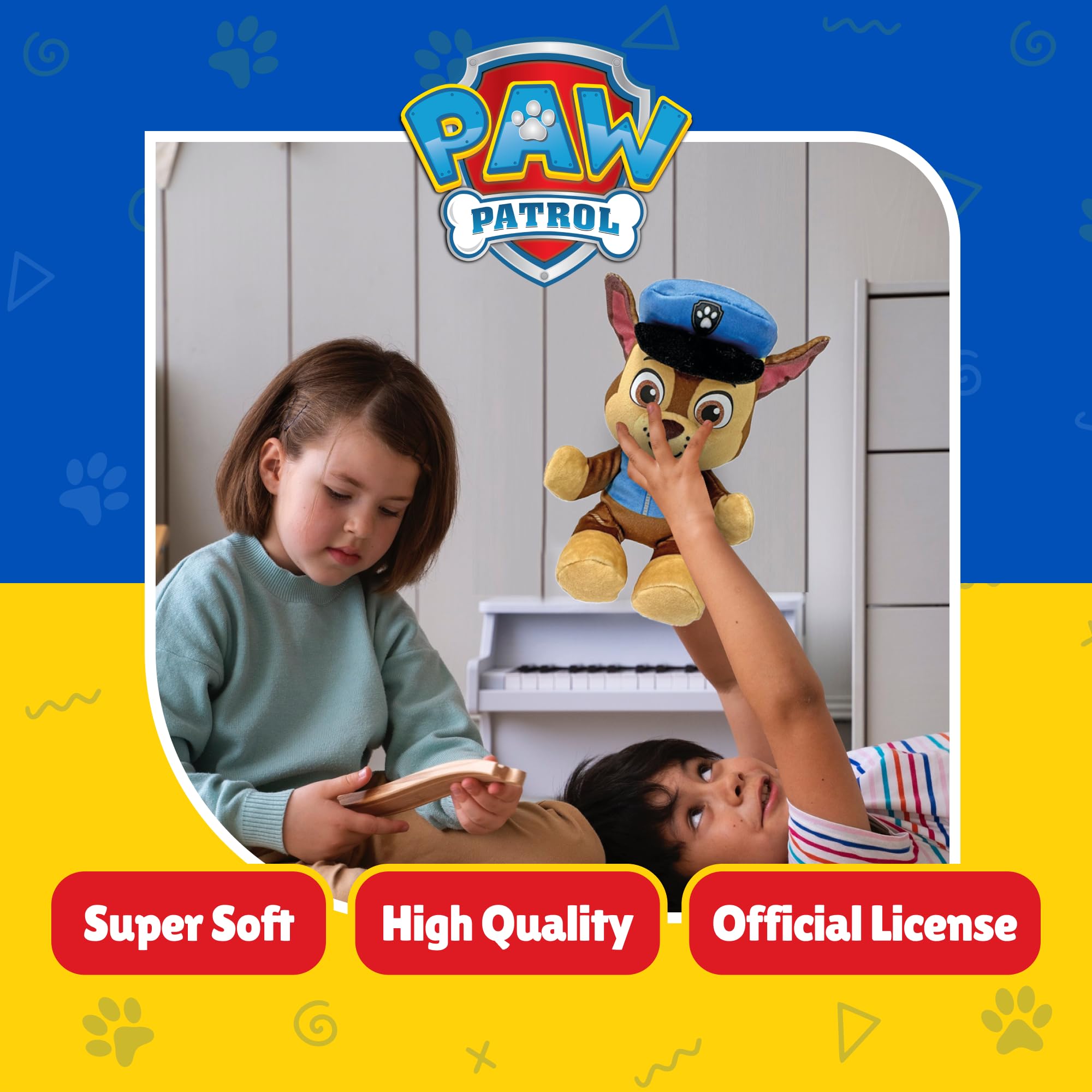 Ty Paw Patrol Chase face closeup with bold colours for play