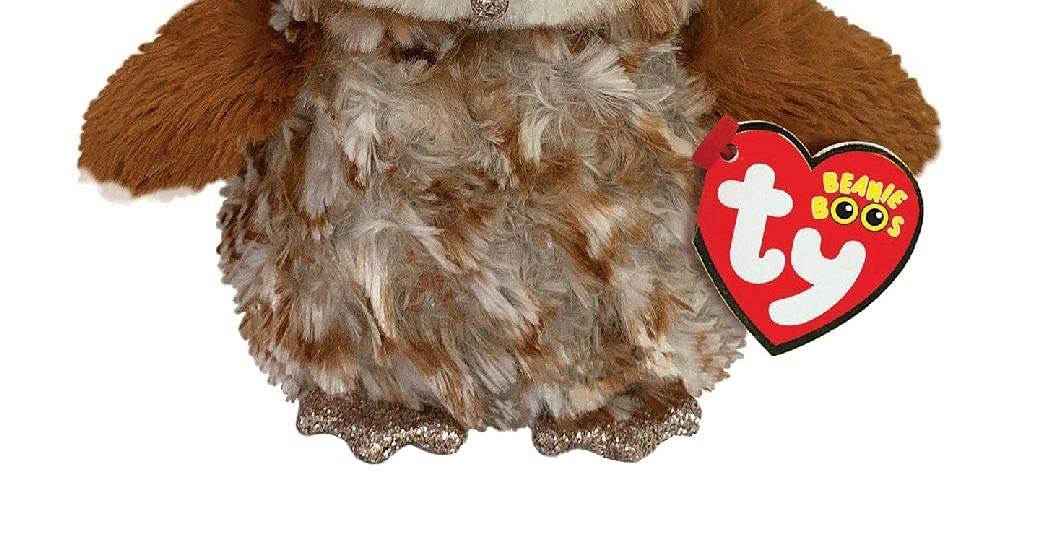 Ty Percy Barn Owl Beanie Boo heart plaque with birth name and date.