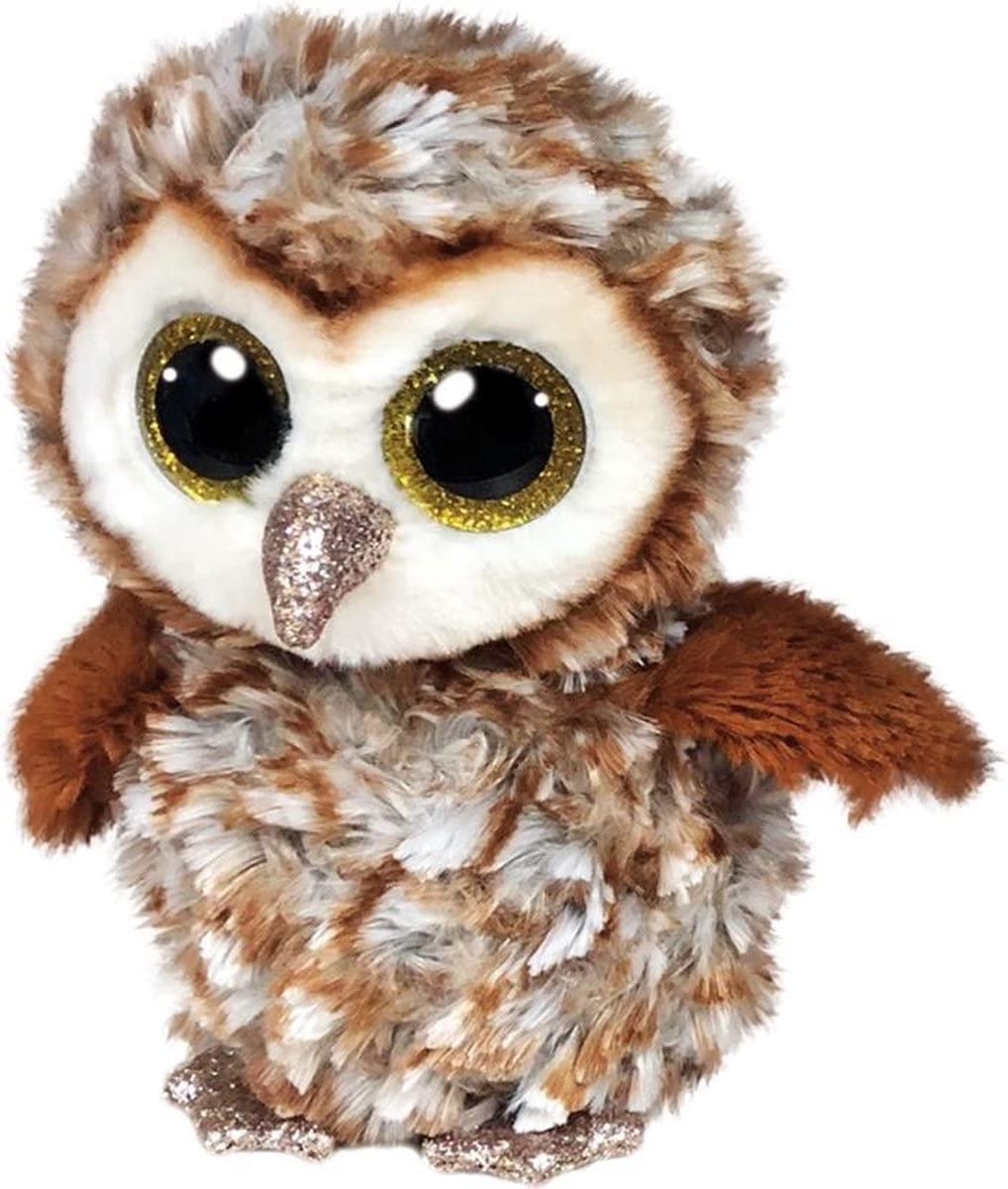 Ty Percy Barn Owl Beanie Boo multicolored fur, bright tones for lively play spaces.