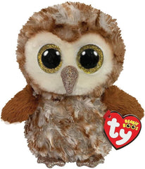 Ty Percy Barn Owl Beanie Boo large glitter eyes, charmingly expressive.
