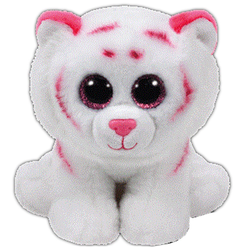 Ty Pink and White Tiger Regular plush in soft plush fabric, ideal for cozy baby snuggles.