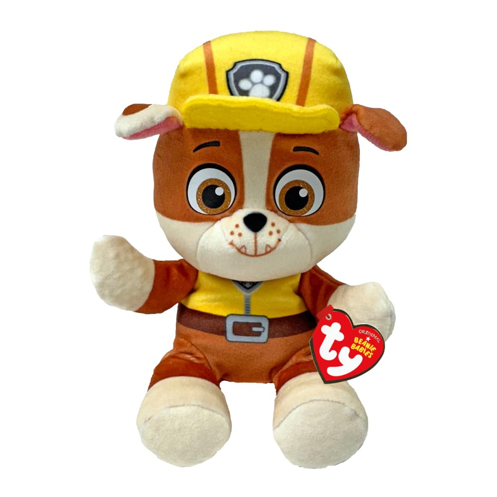 TY Rubble Paw Patrol plush with heart tag, ideal for collectors and fans.