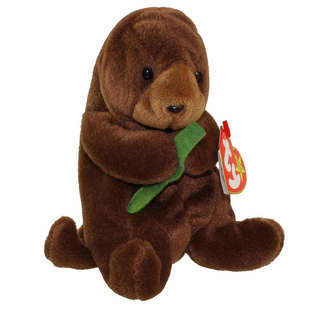 Teeny Ty Seaweed Otter Beanie Baby plush cuddle buddy for kids and collectors.