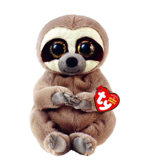 Ty Silas grey sloth plush close-up, comforting companion for playtime and bedtime
