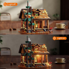 TYCOLE forest treehouse exterior with smoky chimney creates cozy woodland scene