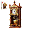 TYCOLE Vintage Pendulum Clock Building Set shows assembled dimensions for display on a shelf.