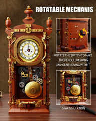 TYCOLE Vintage Pendulum Clock Building Set back cover open shows battery access.